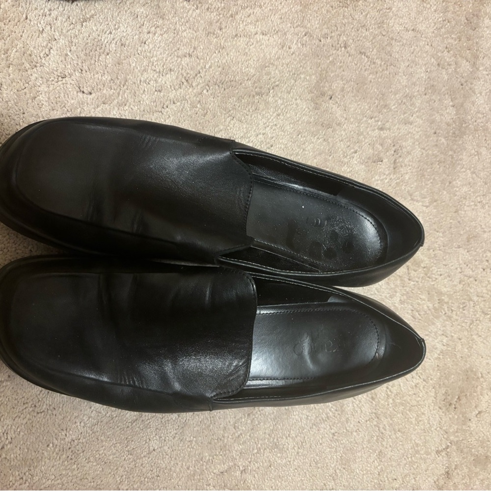 Franco Sarto Black Leather Flats Elegant Loafers
